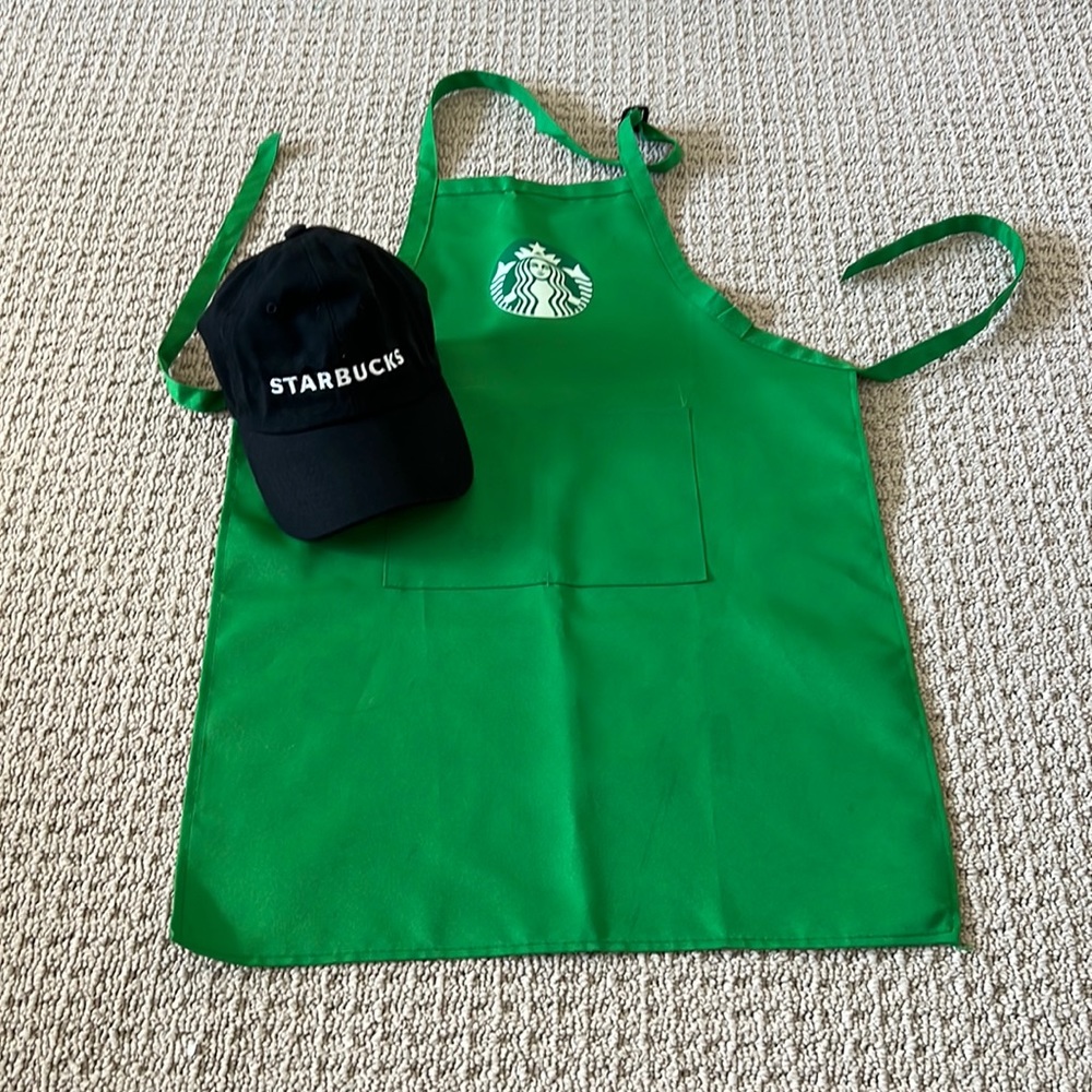 Youth Starbucks apron and hat